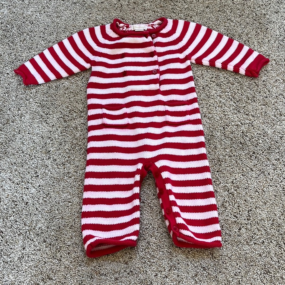 Strasburg Children's clothing - CHRISTMAS SWEATER ONESIE - red and white stripes